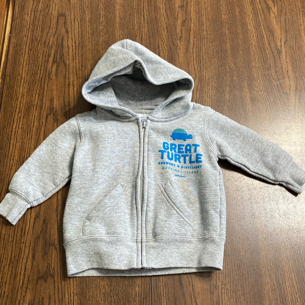 “5/$20” Great Turtle Brewery Mackinac Island zip up hoodie size 12 month